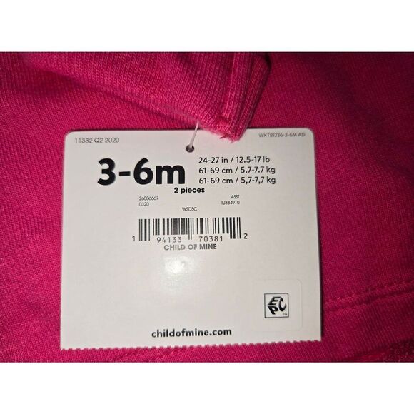 Carter's Girls Size 3-6 Months Fuschia "Little Sister" Top - Picture 4 of 5